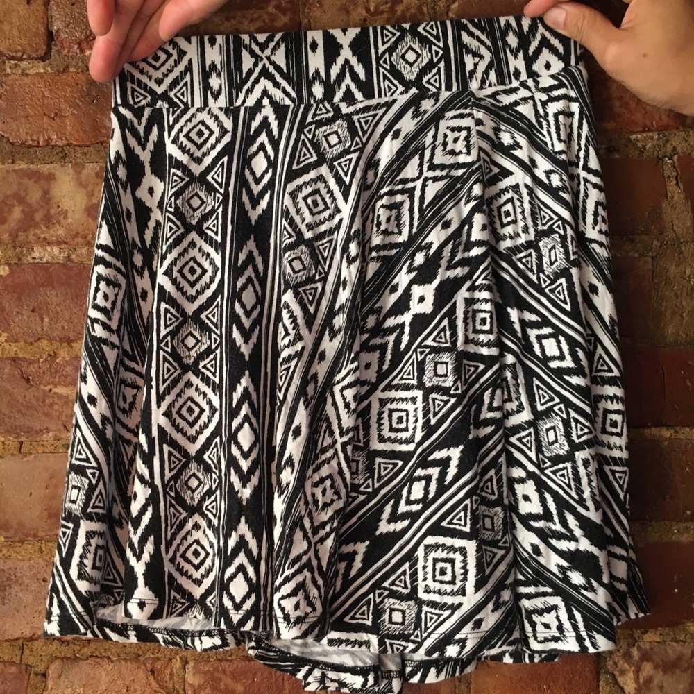 Black white tribal print skirt